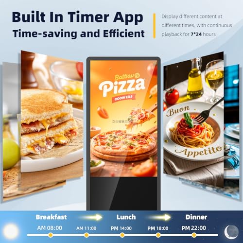 Image of 32 Inch Digital Signage Display Touchsreen, Advertising Kiosk IPS LCD Screen, Indoor Floor Standing Customizable Commercial Totem, Android System, Interactive Display Poster Auto Media Player