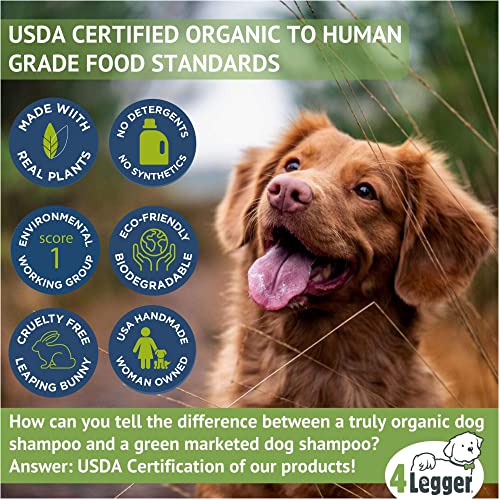 4Legger Organic Dog Shampoo Usda Certified Organic Aloe Vera, Lemongrass, Coconut Oil, All Natural Dog Shampoo, Dog Shampoo Sensitive Skin, Dog Shampoo For Itchy Skin 16 Oz #TOP3