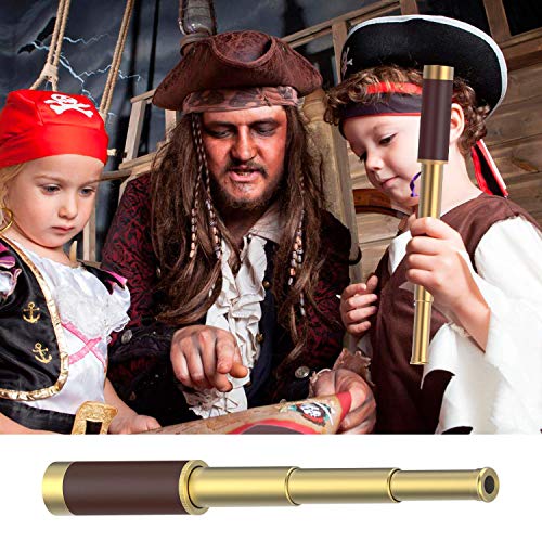 Telescópio monocular pirata, 25 x 76 cm de alta potência, com zoom, dobrável, monóculo de latão, à p