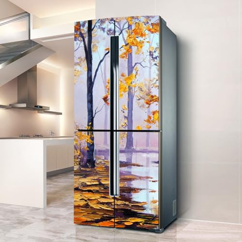 Pegatinas para frigorífico, pegatinas para nevera, puertas de cobertura completa, cubiertas de frigorífico, decoración, pieles de congelador, pegatinas de pared para cocina, pintura al óleo, paisaje