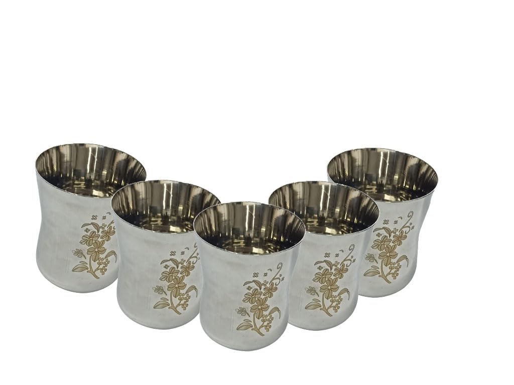 ATEVON Stainless Steel Pari Glass Set - Elegant, Durable Drinkware in Silver - Ideal for Any Occasion - Set of 4