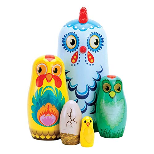 Heaven2017 5Pcs Chicken Shaped Russian Dolls Animal Nesting Dolls Matryoshka Stacking Dolls for Home Decoration Kids Gifts- 5pcs Set