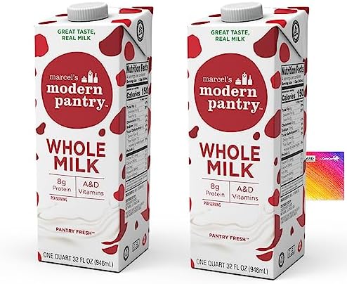 Shelf-Stable Milk Bundle - Includes Two Pack of Marcel's Modern Pantry Shelf-Stable Whole Milk, 32oz Cartons and CureCor Cellective Sticker!