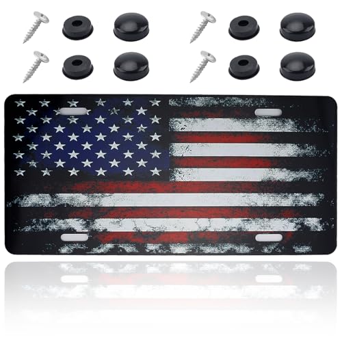 American Flag License Plate,Aluminum Front License Plate Cover with 4 Screws,Novelty Decorative License Plates Vintage Vanity Tag Cover for Men Women Car Decoration American Flag License Plate,Aluminum Front License Plate Cover with 4 Screws,Novelty Decorative License Plates Vintage Vanity Tag Cover for Men Women Car Decoration