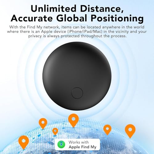 Image of Air Tracker Tags 4-Pack, Item Finders Work for Apple Find My APP(iOS Only) Tracker Tags for Keys, Luggage, Backpack etc,Replaceable Battery Last 1 Year, IP67 Waterproof Round Tag with Holder Keychain