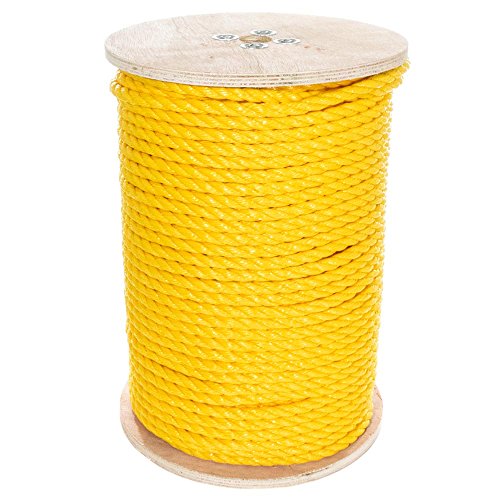 West Coast Paracord Twisted 3 Strand Polypropylene Rope (Yellow, 1/2 Inch, 25 Feet) - Waterproof and Floats in Water