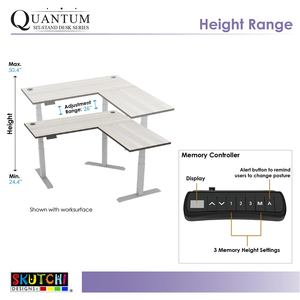 SKUTCHI DESIGNS INC. Quantum II Series V-Shaped Sit-Stand Desk | 120 Degree Electric Height Adjustable Desk | 72W X 72L | Asian Night: 6X6 Asian Night