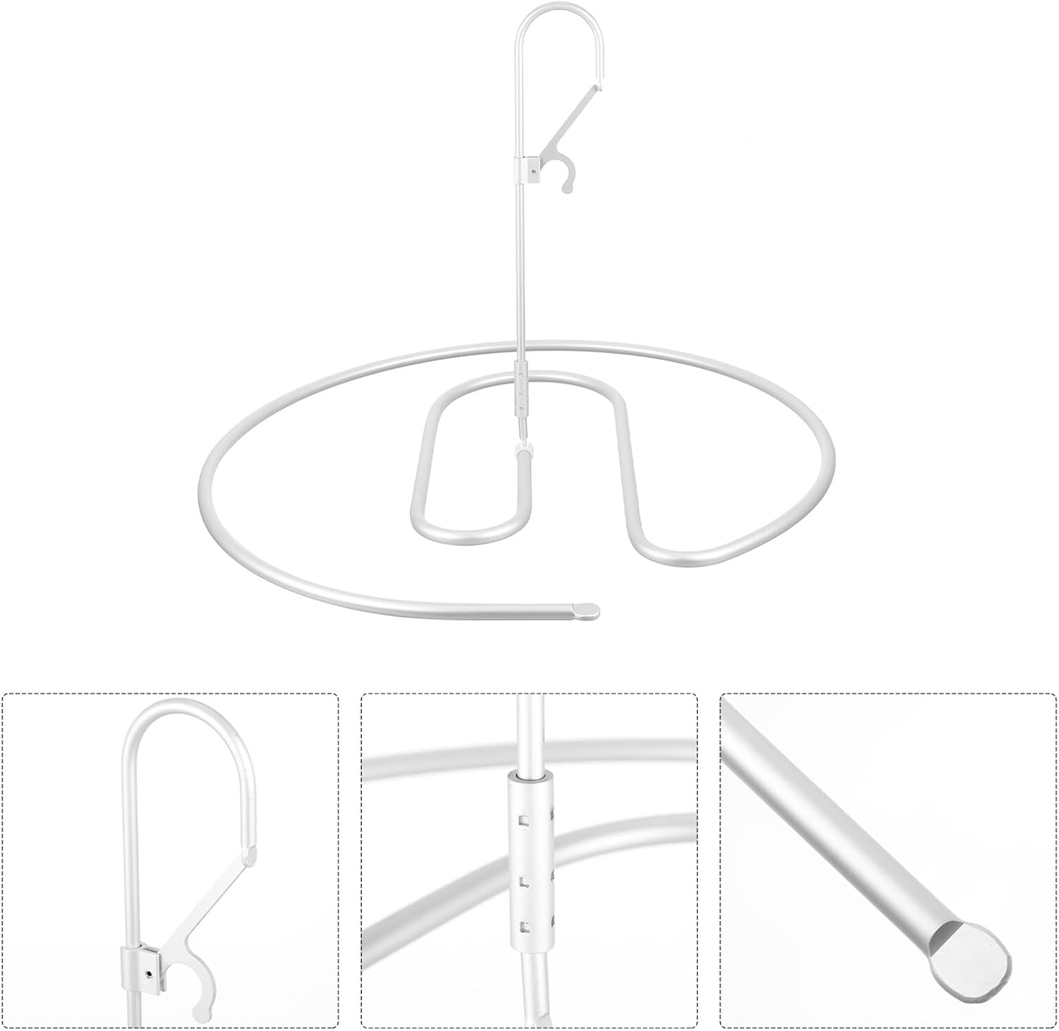 Windproof Spiral Drying Rack for Bed Sheet and Blanket, Silver Metal Laundry Hanger with Rotatable Design for Indoor and Outdoor Clothes Drying