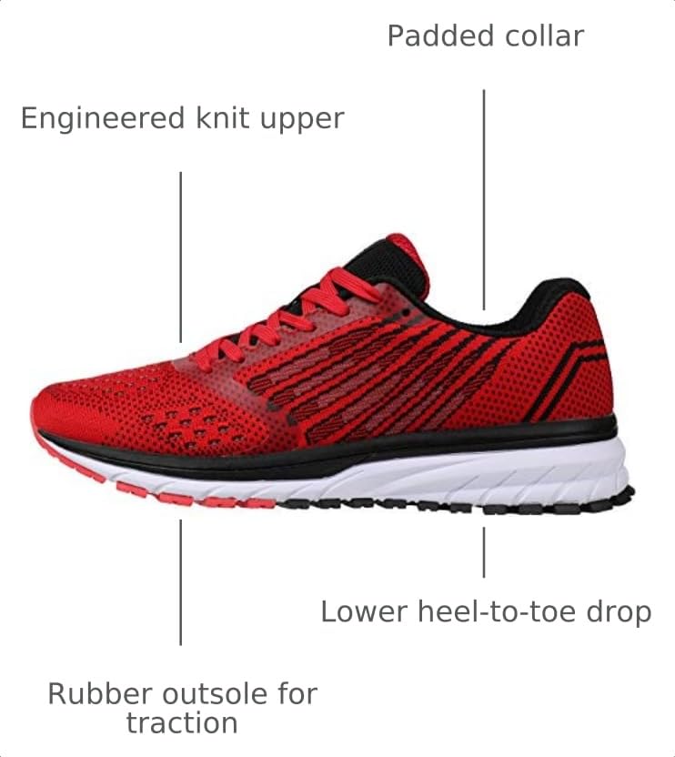 Image of Joomra Whitin Men's Supportive Running Shoes Cushioned Athletic Sneakers | Durable Rubber Outsole, Lace-up fit, Removable Insole, Reliable Traction for Jogging, Walking, Gym, Workouts, Training
