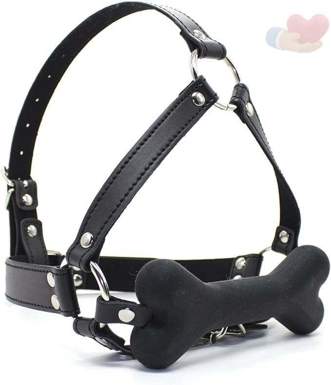 Masque d'os de chien en cuir noir pour cosplay et fétichisme