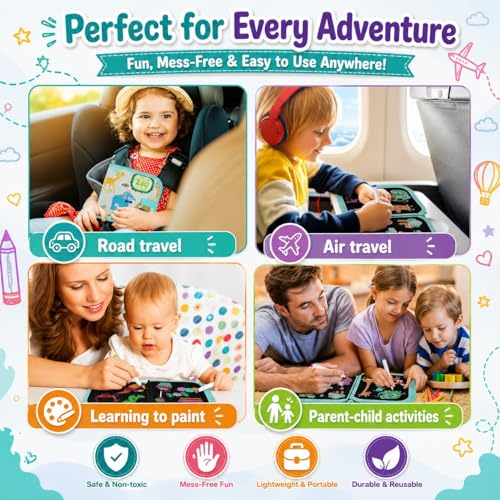 Image of Kaidaa Reusable Toddlers & Preschoolers Activity Book for (3-8 Yrs Kids) | Reusable Drawing & Writing Book | 14 Pages | 12 Washable Markers + 2 Wet Wipes
