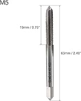 Vista 2 de uxcell Macho métrico para máquina izquierda M5 rosca 0.8 paso H2 precisión 3 flautas acero de alta velocidad 2 unids