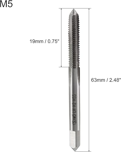 Miniatura 2 de uxcell Macho métrico para máquina izquierda M5 rosca 0.8 paso H2 precisión 3 flautas acero de alta velocidad 2 unids