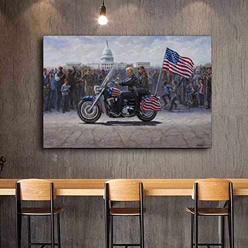 Liijpgg Jon Mcnaughton Maga Ride Donald Trump Motorcycle Poster Decorative Painting Canvas Wall Art Living Room Posters Bedroom Painting 24X36Inch(60X90Cm) #TOP2