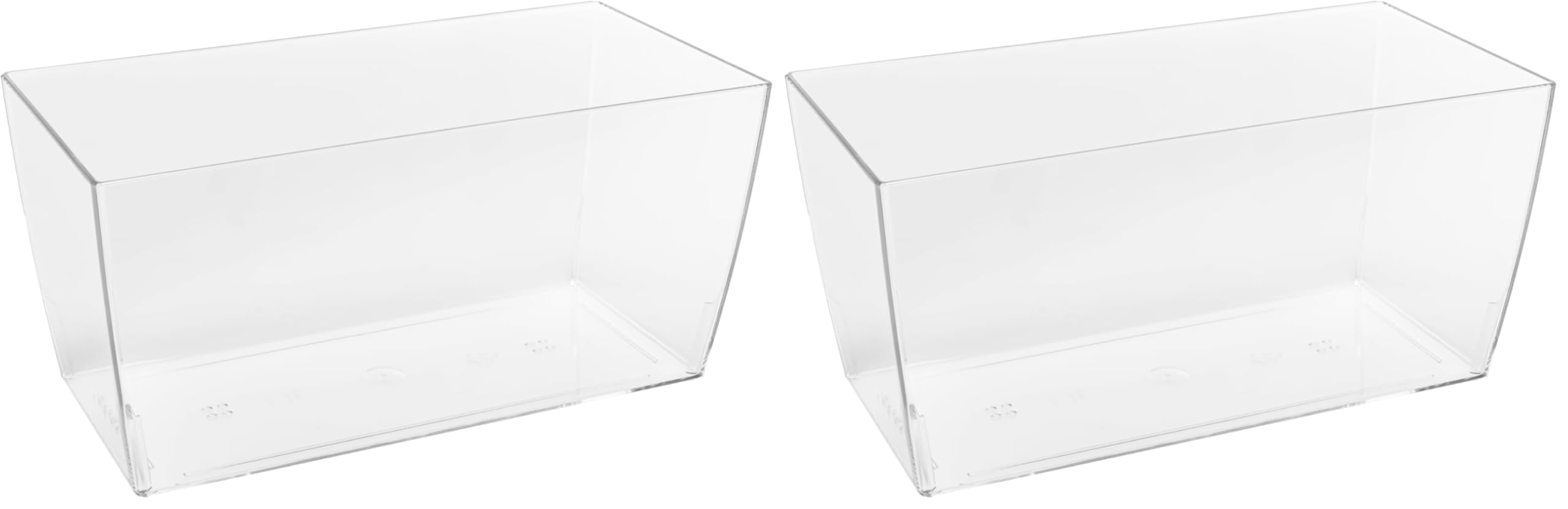 Vaso Plastica Trasparente Rettangolare realizzato in plastica riciclata e riciclabile, vaso per piante da interno ed esterno, (30cm x 15cm x 14cm) (Confezione da 2)