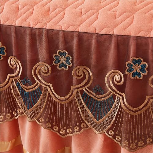 Couvre-lit d'hiver drap épais brodé 150x200cm jupe de lit dentelle orange