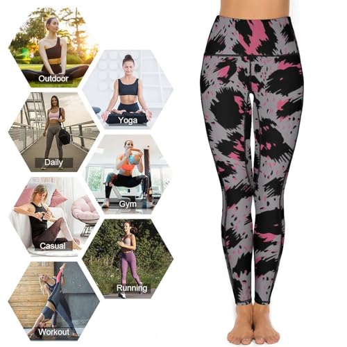 Leggings de yoga anti-glisse taille haute galbant imprimé léopard S