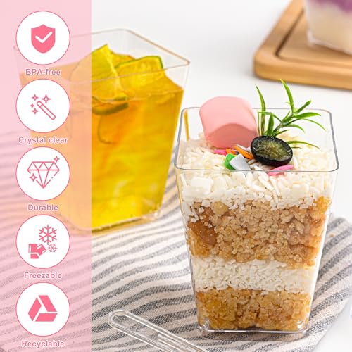 Miniatura 2 de Aurinovellia 40 Piezas Vasos De Postre Con 40 Cucharas, 5oz 160ml Reutilizables Tazas De Postre, Vasitos Aperitivos Plastico, Vasitos Para Postres Transparentes, Para Mesas De Postres De Bodas Navidad