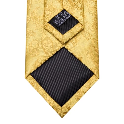 Image of Barry.Wang Men Ties Paisley Woven Silk Necktie Set with Pocket Suqare Cufflinks Formal
