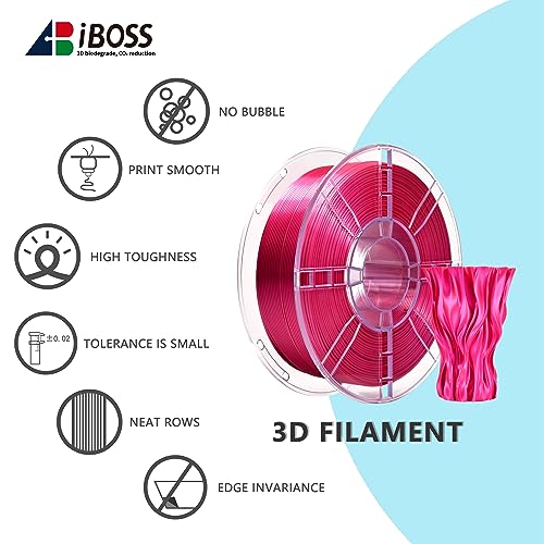 Image of iBOSS PLA Pro (PLA+) 3D Printer Filament 1.75mm,Silk Shiny Filament 3D Printing Filament,1kg Spool (2.2lbs),Dimensional Accuracy + /- 0.02mm,PLA Plus 3D Filament,Fit Most FDM Printer(Silk Rose Red)