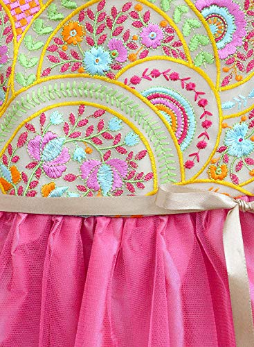 Image of A.T.U.N. (All Things UBER Nice) Girls Fit and Flare Embroidered Sleeveless Knee Length Dress for Party and Special Occasions