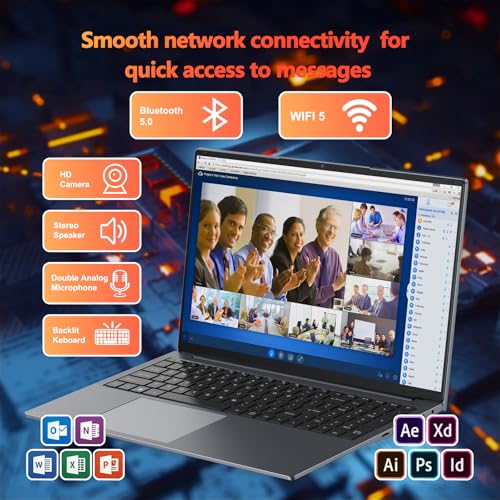Image of 17 Inch Laptop, 8GB RAM 256GB SSD Laptop with Ryzen 5 (Up to 3.7GHz),IPS FHD Display, Webcam, Backlit Keyboard,RJ45,Dual Wi-Fi, Buletooth 5.0, HDMI, USB 3.0, Type-c Students HDMI,