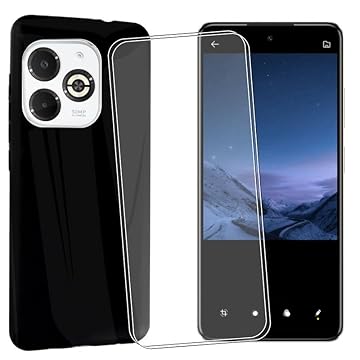 MAOUICI Capa para Infinix Smart 8 Plus (6,6 polegadas), capa preta para Infinix Smart 8 Plus com 2 protetores de tela de vidro temperado
