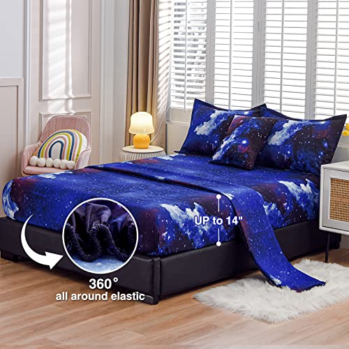 Image of A Nice Night 3D Galaxy 6Pc Queen Kids Bedding Outer Space Comforter Set