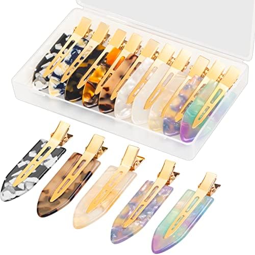 10 Pcs No Bend Hair Clips for Women Styling Sectioning, Gingbiss 2.7" No Crease Bangs Hair Clips, Curl Pin Clips with Storage Box for Hairstyle Bangs Waves Makeup Application, 10 Colors
