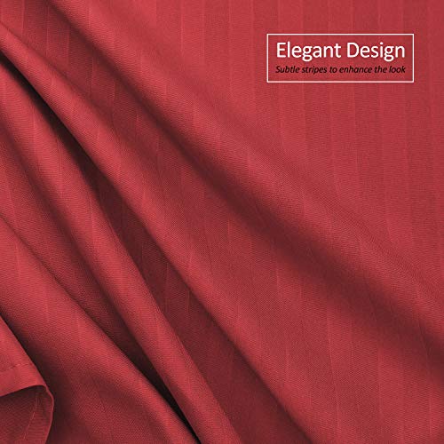 Image of Nestl Full Size Bed Skirt - Damask Dobby Stripe Wrap Around Bed Skirt Full Size - Double Brushed Microfiber 14 in Tailored Drop Pleated Bed Ruffle with Bed Skirt Pins - Red
