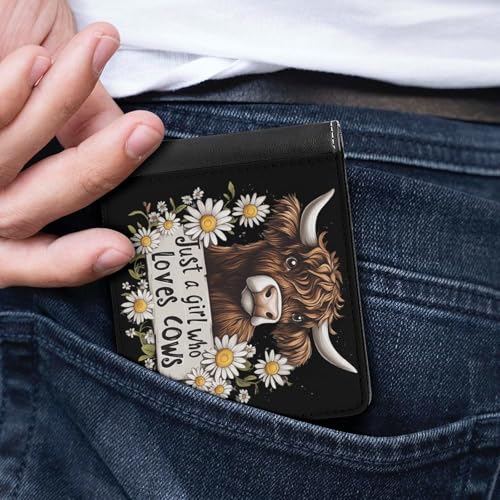 Cow Just A Girl Who Loves Cows Bifold Wallet PU Leather Front Pocket Slim Credit Card Holder Coin Purse for Women Men4