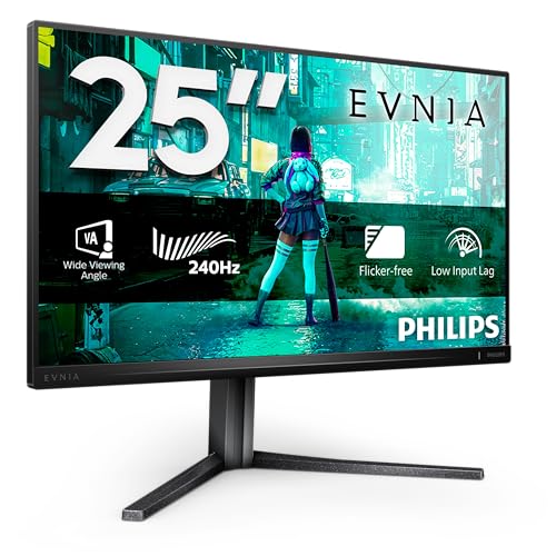 Philips Gaming Monitor 25M2N3200W 24.5 pollici, 1920x1080, FHD, 240Hz, Fast VA Panel, 0.5ms MPRT, Height Adjustment, (HDMI2x 2.0 DP 1x 1.4) Adaptive Sync, FreeSync Premium, Grigio Scuro