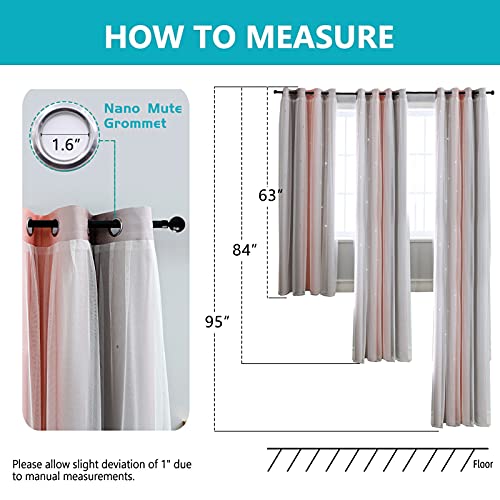 Anytime Star Kids Curtains,Rainbow Blackout Curtains For Girls Bedroom Living Room (Pink/Gray,2 Panels Set,W52 X L84Inch) #TOP3