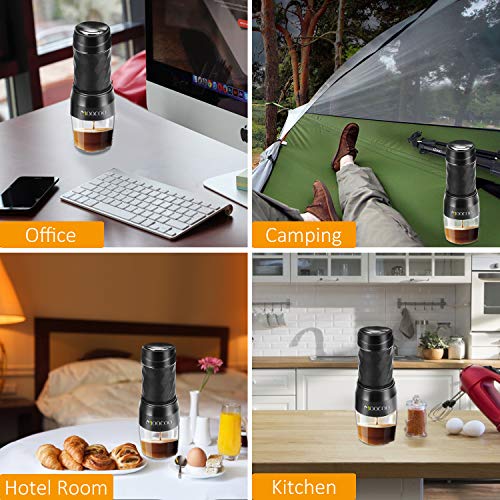 Portable Espresso Machine, Moocoo Manual Espresso Maker, 20 Bar Pressure for Capsule&Ground Coffee, Perfect Small for Travel Camping Kitchen Office