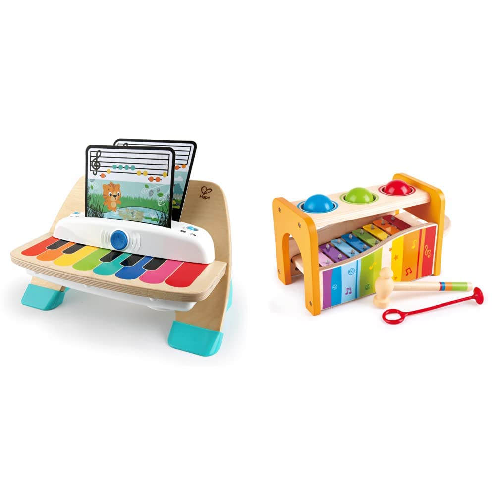 Baby Einstein, Hape, Holzspielzeug Magic Touch Piano & Hape Xylophon und Hammerspiel mit ausziehbarem Xylophon, multifunktionales Holzspielzeug, ab 12 Monaten