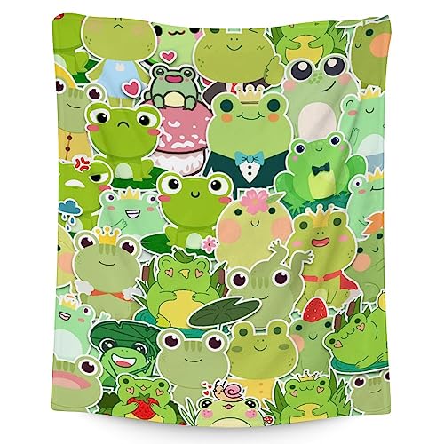 Frog Blanket Gifts - 30x40 Inches Cute Throw for Girls & Boys - Colorful Soft Fuzzy Blankets for Couch & Office