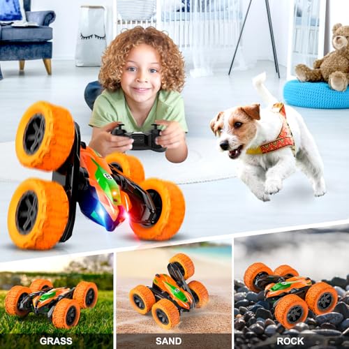 Coche Teledirigido Niños 3 4 5 6 7 8 9 Años, Acrobático RC Car Radiocontrol 4WD 2.4GHz con Luces Carro Telecomandado Coche Juguetes Monster Truck Juego al aire libre Regalo para Cumpleaños Navidad - imagen 3