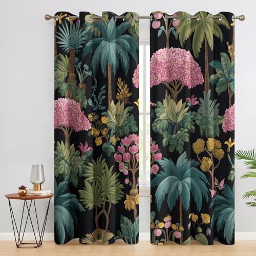 Rideau occultant jungle tropicale thermique isolant à oeillets pour salon chambre