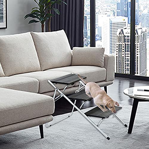 THATA Vouwtrap met 3 verdiepingen, multifunctionele ijzeren buizen, kunststof klimladder voor honden en katten, hoge en… - Image 4