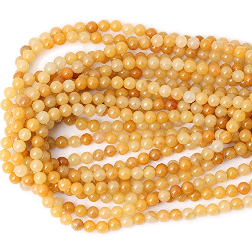 Cheavian 60Pcs 6Mm Natural Yellow Jade Gemstone Round Loose Beads For Jewelry Making Diy Handmade Materials 1 Strand 15" #TOP2