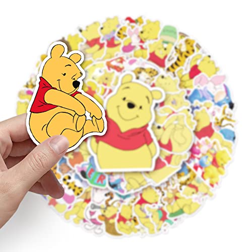 Bric dodo 50 Stück Winnie Puuh Aufkleber Auto Laptop Telefon Gitarre Skateboard Motorrad Fahrrad Winnie The Pooh Stickers Set Vinyl Wasserdicht Aesthetic Aufkleber für Jugendliche Kinder Erwachsene