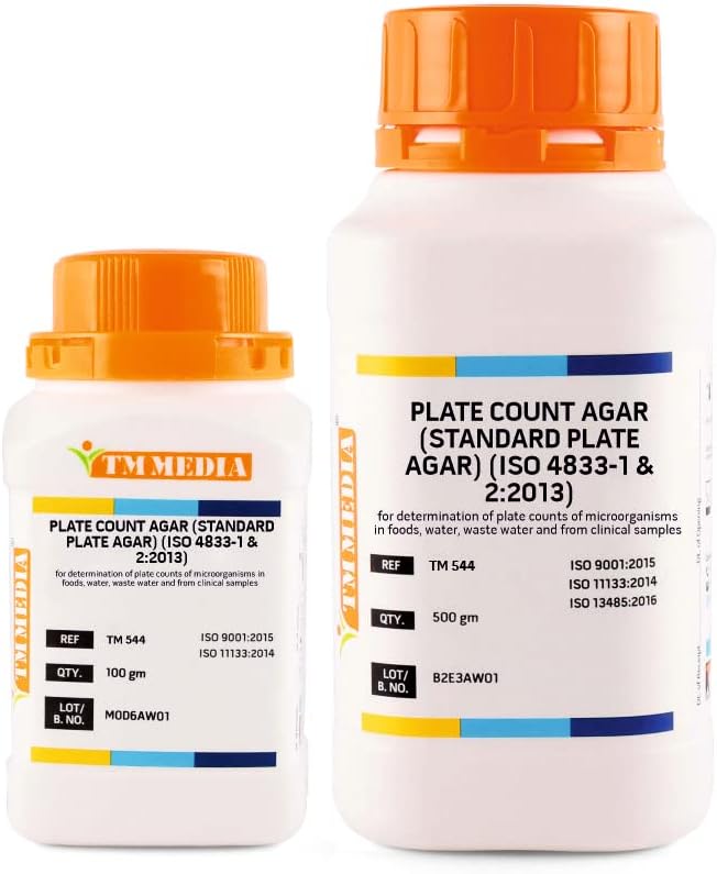 TM MEDIA PLATE COUNT AGAR (STANDARD PLATE AGAR) For determination of plate counts of microorganisms in foods, water, waste water and also from clinical samples.- 100g