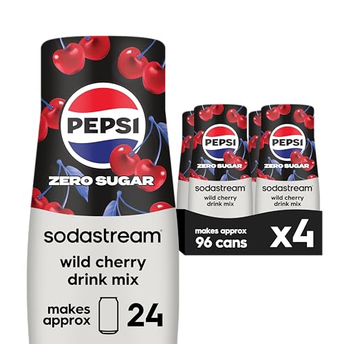 SodaStream Pepsi Wild Cherry Zero Sugar Drink Mix (440ml, Pack of 4)