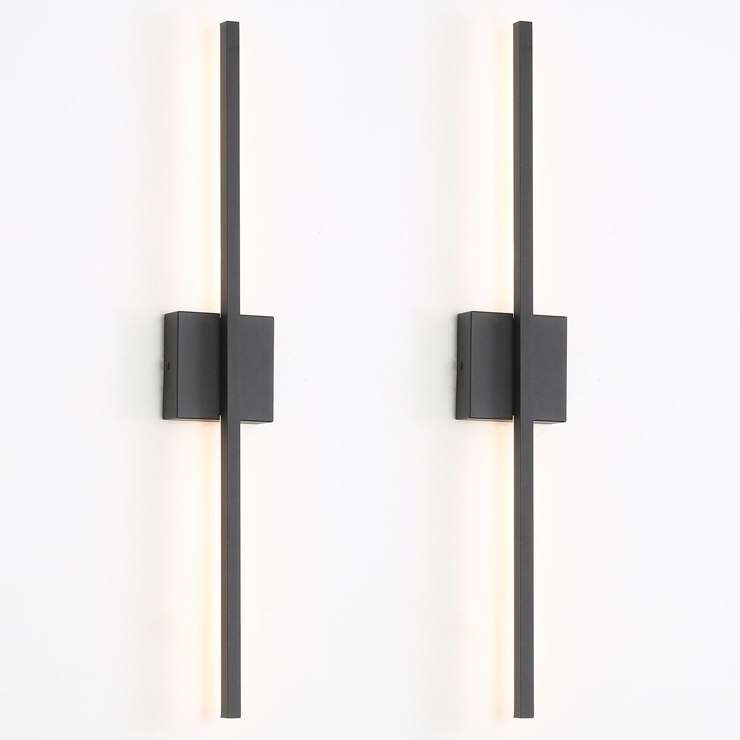 Wall Sconces Set of Two, 28 Inch Dimmable LED Wall Sconce Modern Black Sconces Set of 2 for Bathroom, Living Room, Bedroom, Hardwired 3000K (2 Pack)