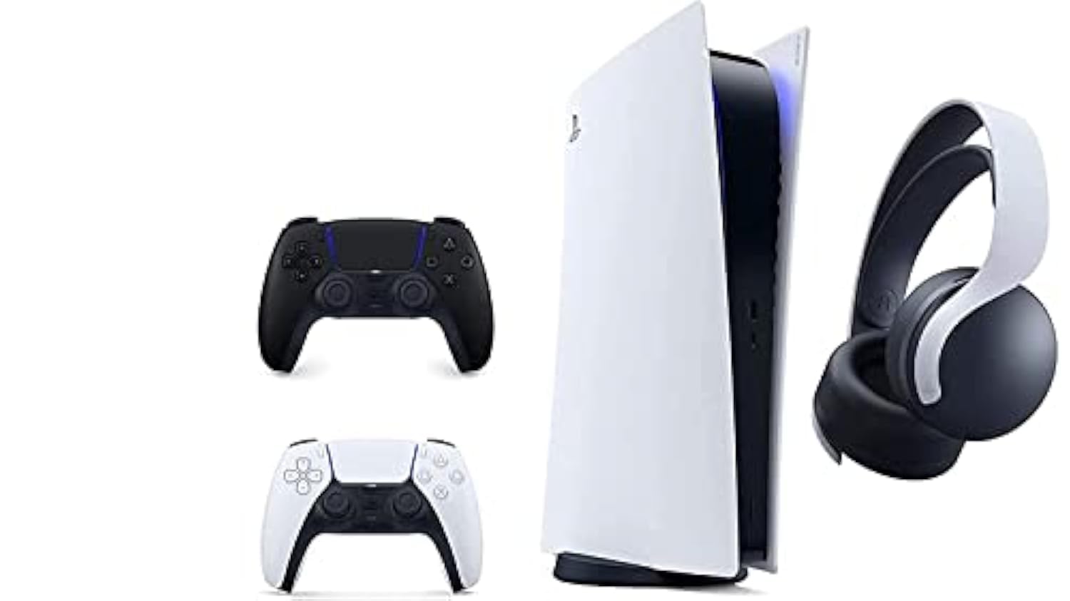 PlayStation 5 Digital Edition Console with PS5 Extra White Pulse 3D Headset and Midnight Black DualSense Controller Bundle (UAE Version) UAE Version PS5 Digi + White 3D Headset+Controller