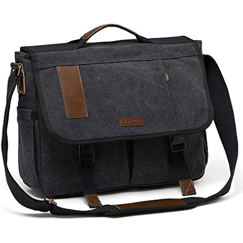 Mens Laptop Messenger Bag 15.6 Inch Water Resistant Canvas Shoulder Briefcase Satchel Bag VONXURY Cover