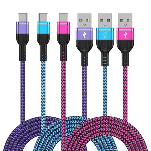 USB to USB C Cable 6FT/3Pack for Samsung Galaxy A15 5G A14 A54 A55 A35 A25 S24 Ultra S23 FE S22 S21,USB A to USB Type C Charging Fast Charger Cord for iPhone 15 Pro/15 Pro Max/15 Plus/15,Pixel 8a 8 7