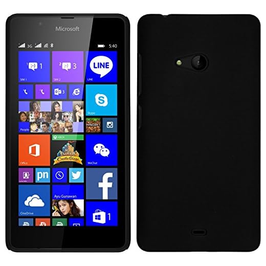 PhoneNatic Case kompatibel mit Microsoft Lumia 540 Dual - Hülle schwarz gummiert Hard-case + 2 Schutzfolien