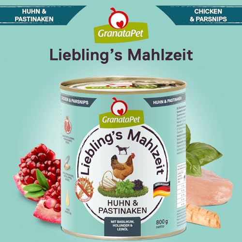 GranataPet Liebling's Mahlzeit Huhn & Pastinaken, 6 x 800g, mit Basilikum