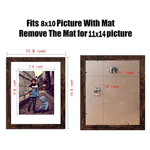 Ziranling 11X14 Picture Frame Rustic Brown Wood Set Of 6,Display Pictures 8X10 With Mat Or 11X14 Without Mat,Multi Photo Frames Collage For Wall #TOP3
